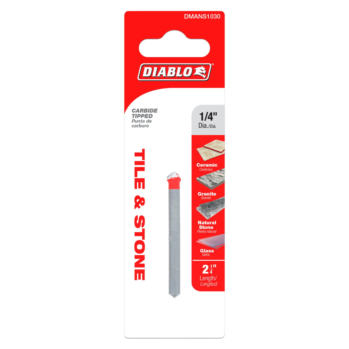 Diablo 1/4" Tile & Stone Carbide Tipped Drill Bit DMANS1030