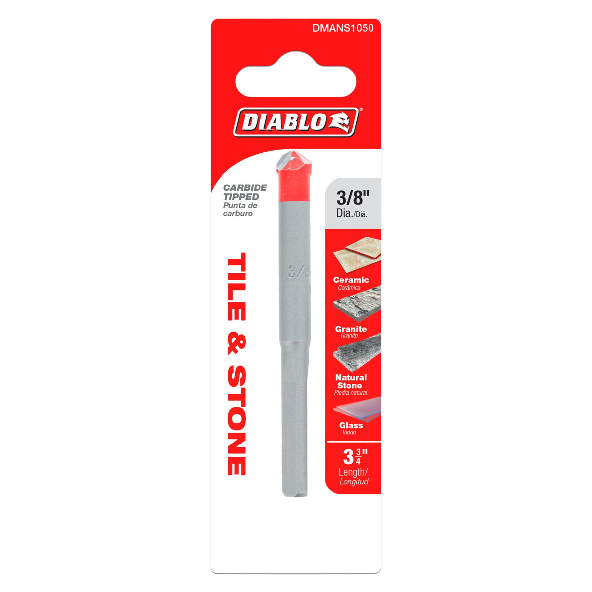 Diablo 3/8" Carbide-Tipped Drill Bit for Tile & Stone DMANS1050
