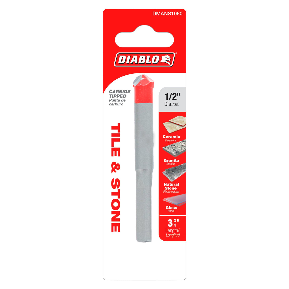 Diablo 1/2" Carbide-Tipped Drill Bit for Tile & Stone DMANS1060