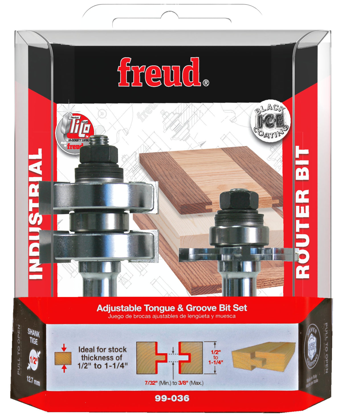 Freud Adjustable Tongue & Groove Router Bit Set 1-3/4" Dia 99-036