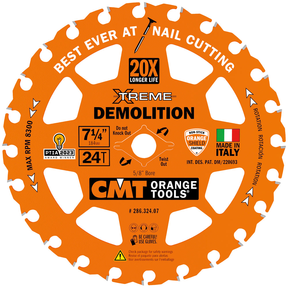 CMT 286.324.07 Xtreme Demolition Saw Blade 7-1/4" x 5/8 24T