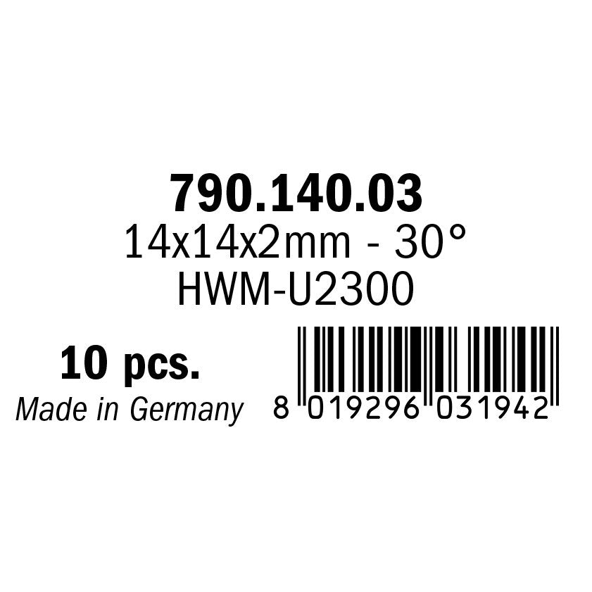 CMT 790.140.03 Solid Carbide Knives (4/30 degrees) 14x14x2mm 10Pk
