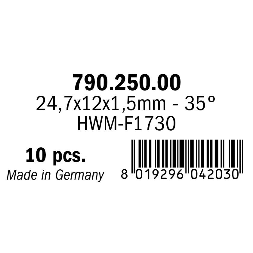 CMT 790.250.00 Solid Carbide Knives (2/35 degrees) 24.7x12x1.5mm 10Pk
