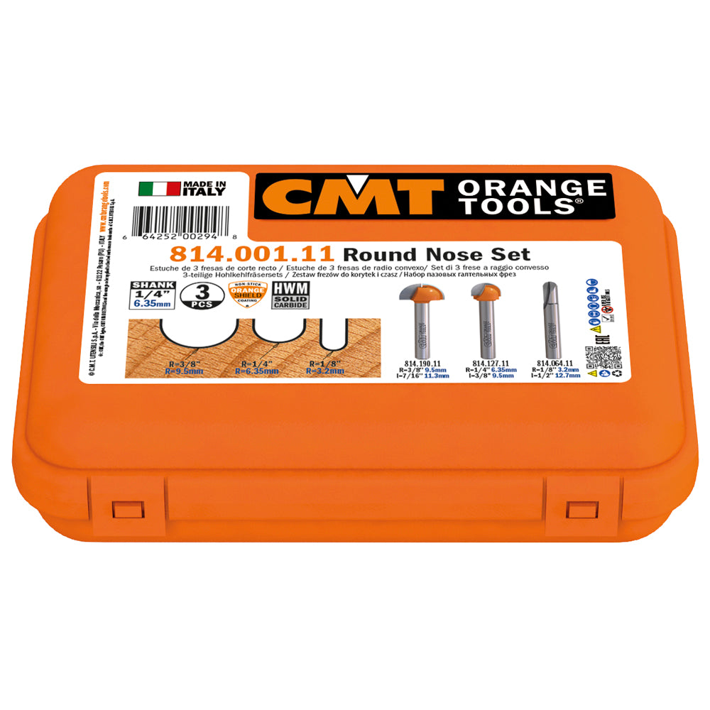 CMT 814.001.11 Round Nose Set Radius: 1/8" - 1/4" - 3/8" Shank: 1/4" (3-Pc)