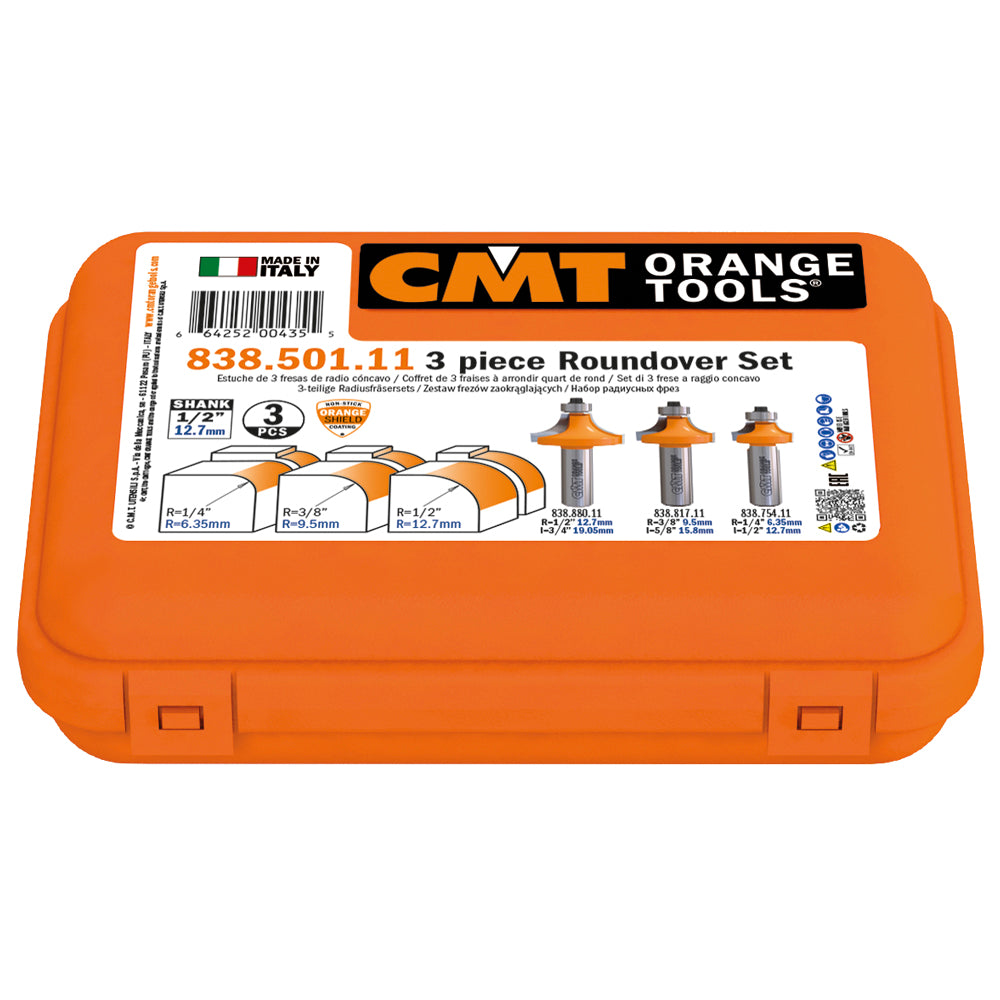 CMT 838.501.11 3 Piece Roundover Set Radius: 1/4" - 3/8" - 1/2" Shank: 1/2"