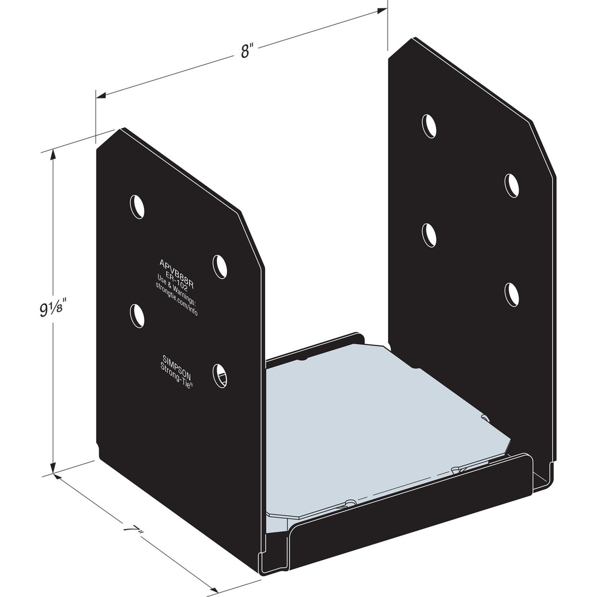 Simpson APVB88R Avant Rough 8x8 Ornamental Post Base - Black Powder Coat