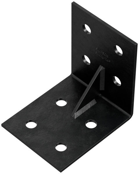 Black metal corner brace on a white background