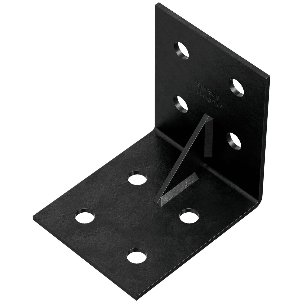 Black metal corner brace on a white background