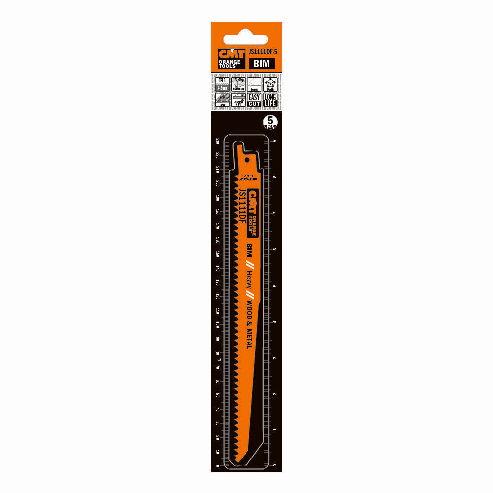 CMT JS1111DF-5 Reciprocating Saw Blades for Wood & Metal BIM 9" x 6TPI (5-Pc)