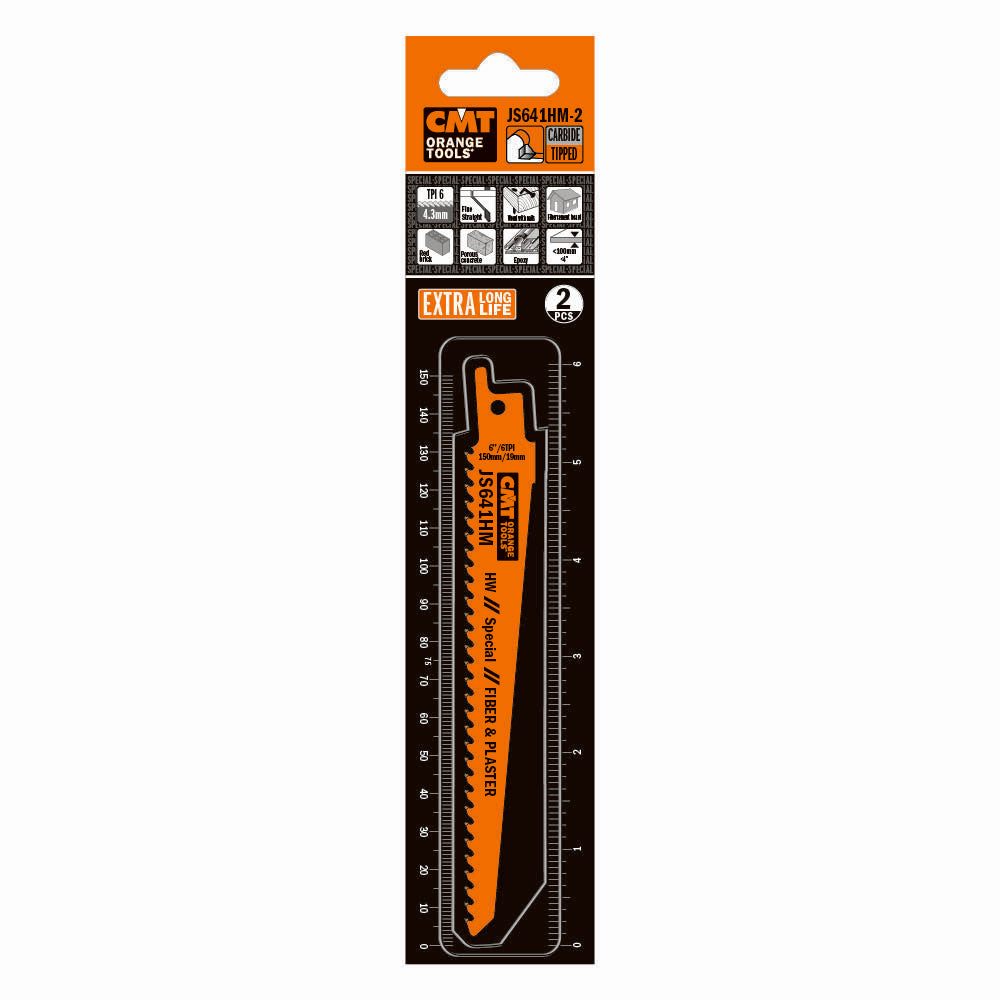 CMT JS641HM-2 Reciprocating Saw Blades for Wood & Metal (Tct) 6" x 6TPI (2-Pc)