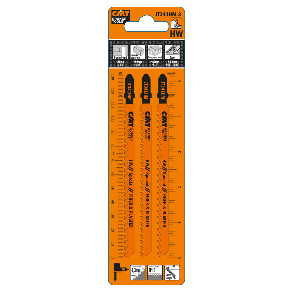 CMT JT341HM-3 Jig Saw Blades Fiber & Plaster (Carbide Tipped) (3-Pc)