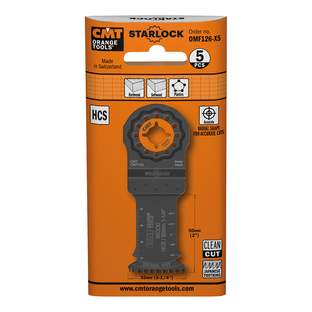 CMT OMF126-X5 1-3/8" Precision Cut Blade w/Japanese Toothing HCS Starlock (5-Pc)