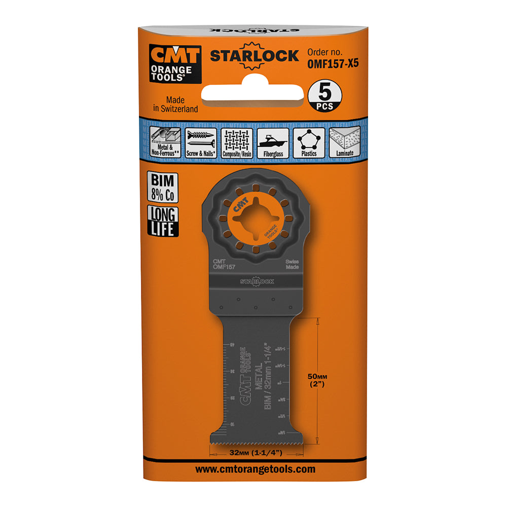 CMT OMF157-X5 1-3/16" Plunge Cut Blade for Metal BIM Starlock (5-Pc)