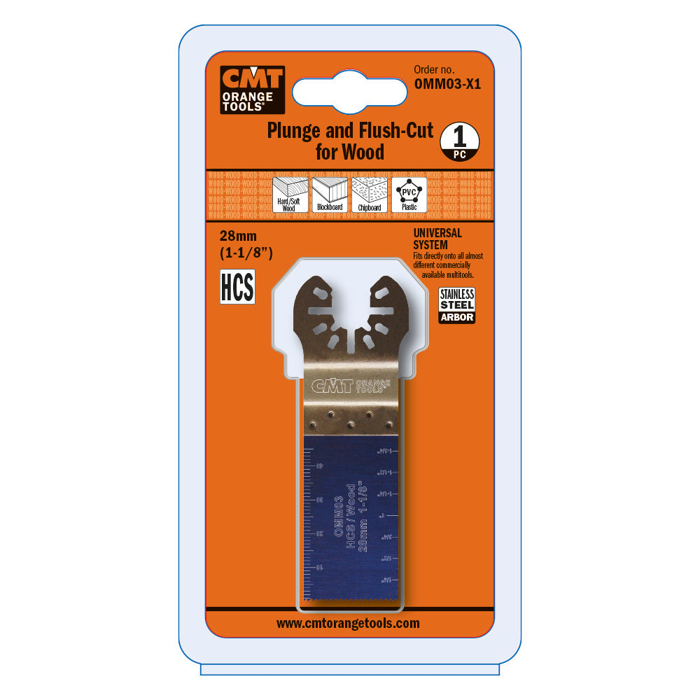 CMT OMM03-X1 1-1/8" Plunge and Flush-Cut Blade for Wood HCS (1-Pc)