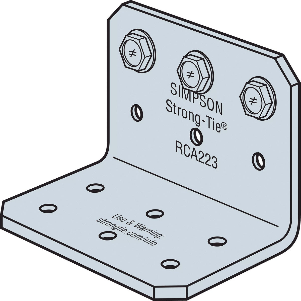 Simpson RCA333/68 Rigid Connector Angle 3x3x3 in 14-Ga Galvanized G90 Steel 85-Pack