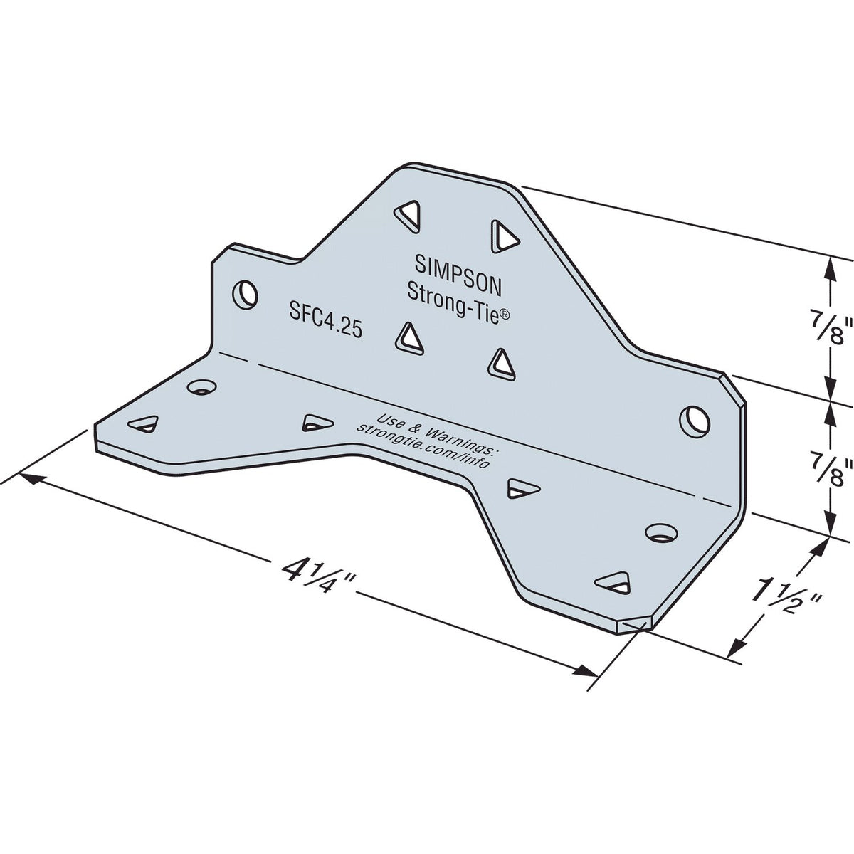 Simpson SFC4.25-R175 Steel Framing Connector 1-1/2x1-3/4x4-1/4 in 16-Ga G90 Galvanized 175-Pack