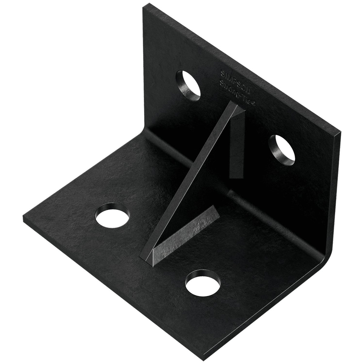 Black metal corner brace on a white background