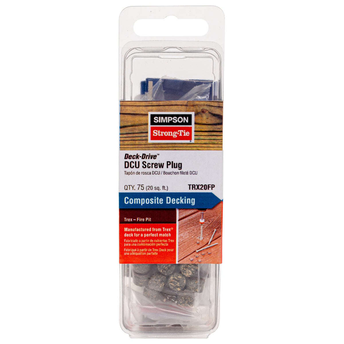 Simpson TRX20FP Deck-Drive DCU Screw Plug Trex Fire Pit Color for Composite Decking 75-Qty