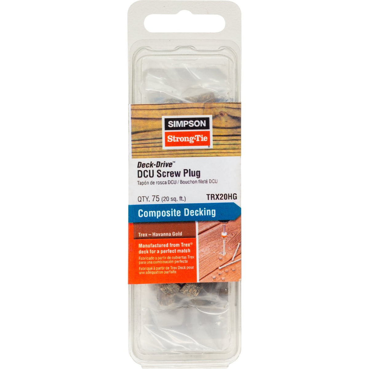 Simpson Deck-Drive DCU Screw Plug Trex Havana Gold 75-Qty TRX20HG Composite Decking