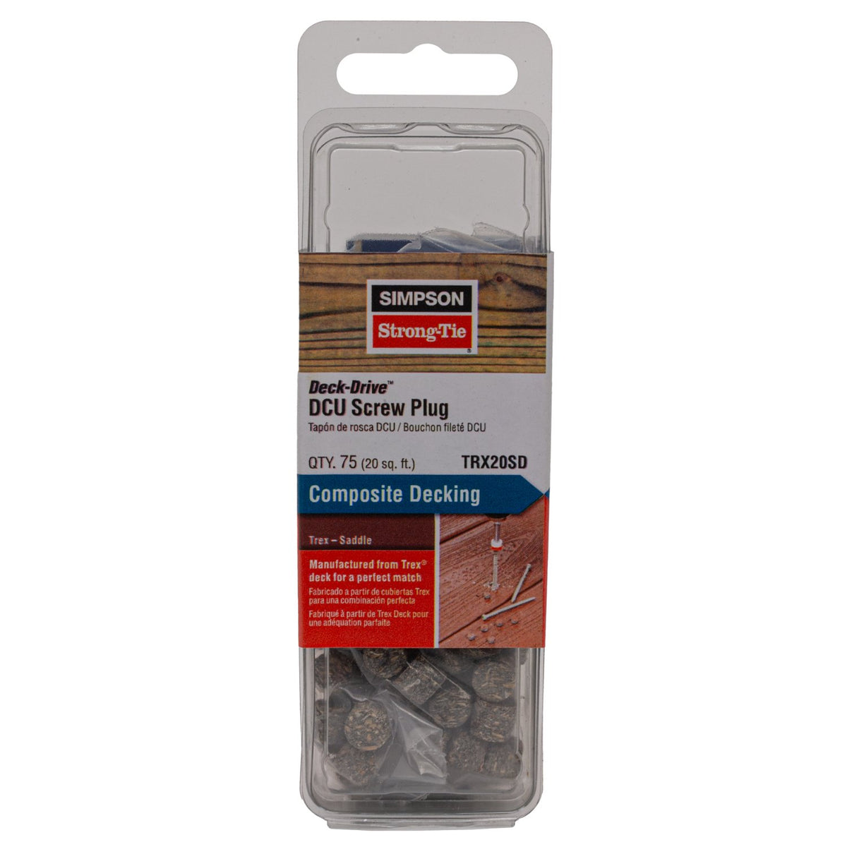 Simpson TRX20SD Deck-Drive DCU Screw Plug Trex Saddle Color Composite Decking 75-Pack