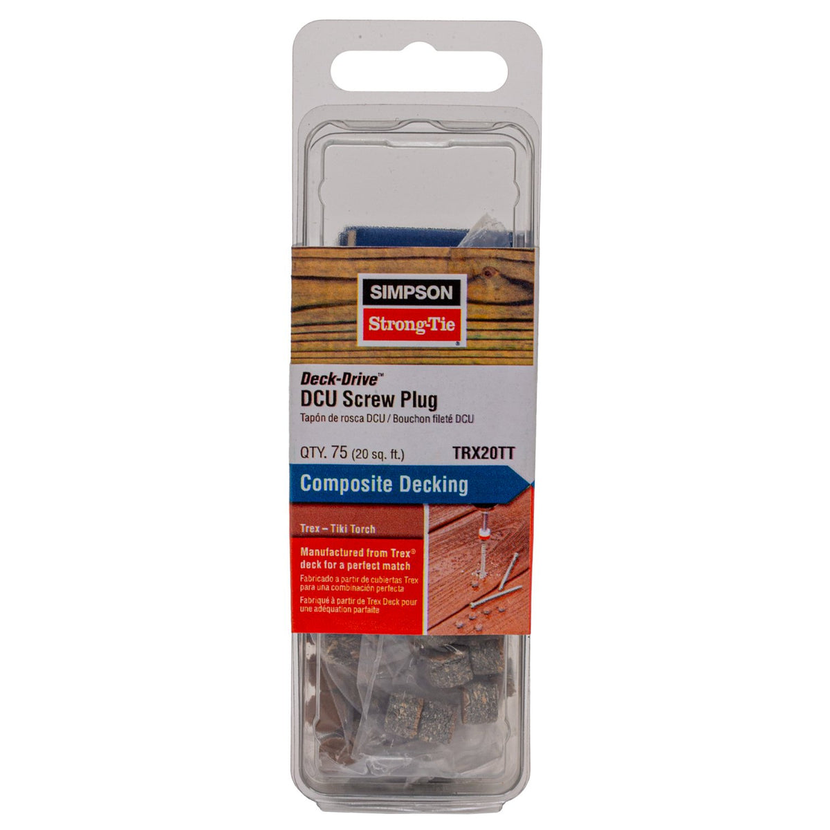 Simpson TRX20TT Deck-Drive DCU Screw Plug Trex Tiki Torch 75-Pack