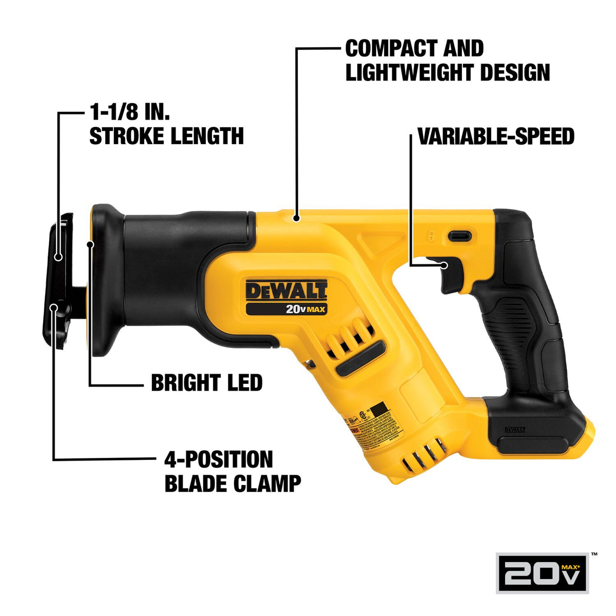 DeWALT 20V MAX Compact Reciprocating Saw Tool Only DCS387B
