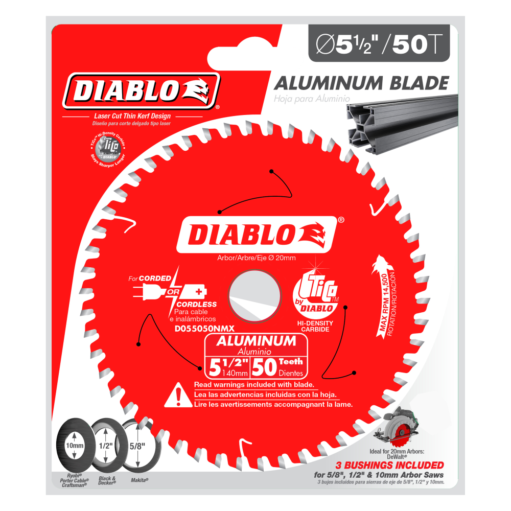 Diablo 5-1/2 in 50-Tooth Aluminum Cutting Circular Saw Blade D055050NMX