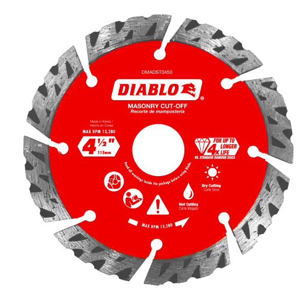 Diablo 4-1/2" Diamond Segmented Turbo Masonry Cut-Off Blade DMADST0450