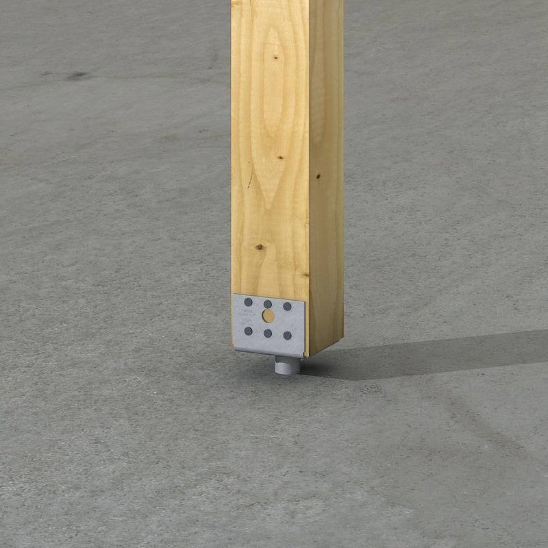 CC column cap with rotated straps installed in a wood beam