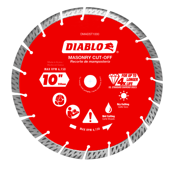 Diablo 10" Diamond Segmented Turbo Masonry Cut-Off Blade DMADST1000