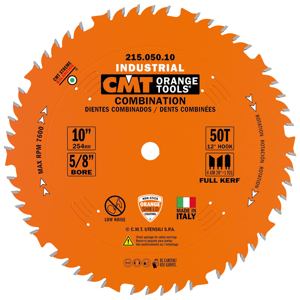 CMT 215.050.10 Industrial Combination Saw Blade 10" x 5/8" T50 4ATB+1TCG