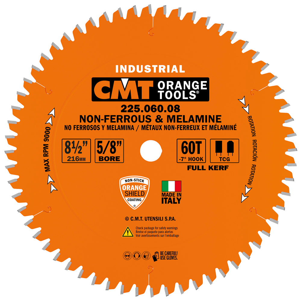 CMT 225.060.08 Non-Ferrous Metal and Melamine Saw Blade 8-1/2" x 5/8" T60 TCG