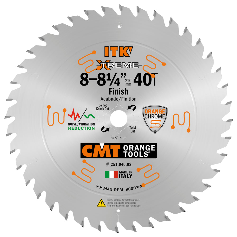 CMT 251.040.08 ITK Fine Finish Saw Blade 8-1/4" x 5/8" T40 ATB