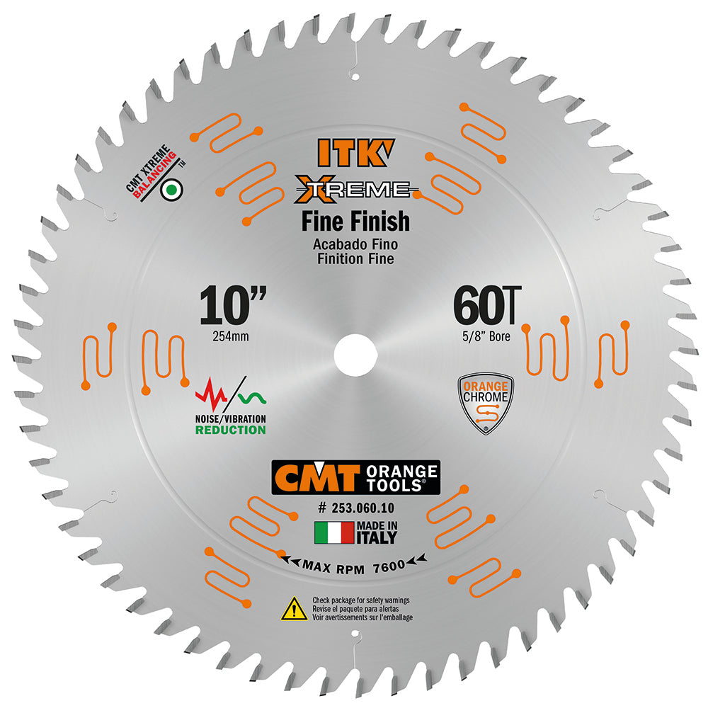CMT 253.060.10 ITK Sliding Fine Finish Saw Blade 10" x 5/8" T60