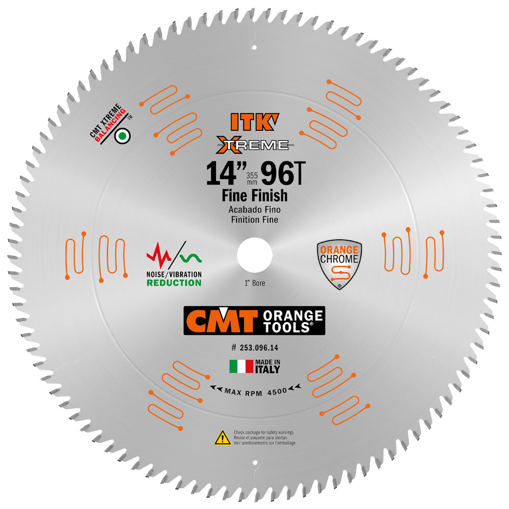 CMT 253.096.14 ITK Sliding Fine Finish Saw Blade 14" x 1" T96 ATB