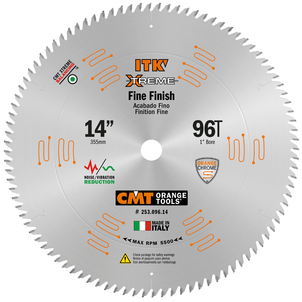 CMT 253.096.14 ITK Sliding Fine Finish Saw Blade 14" x 1" T96 ATB