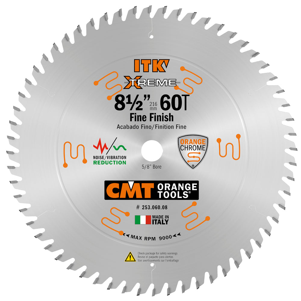 CMT 253.060.08 ITK Sliding Fine Finish Saw Blade 8" x 5/8" T60 ATB