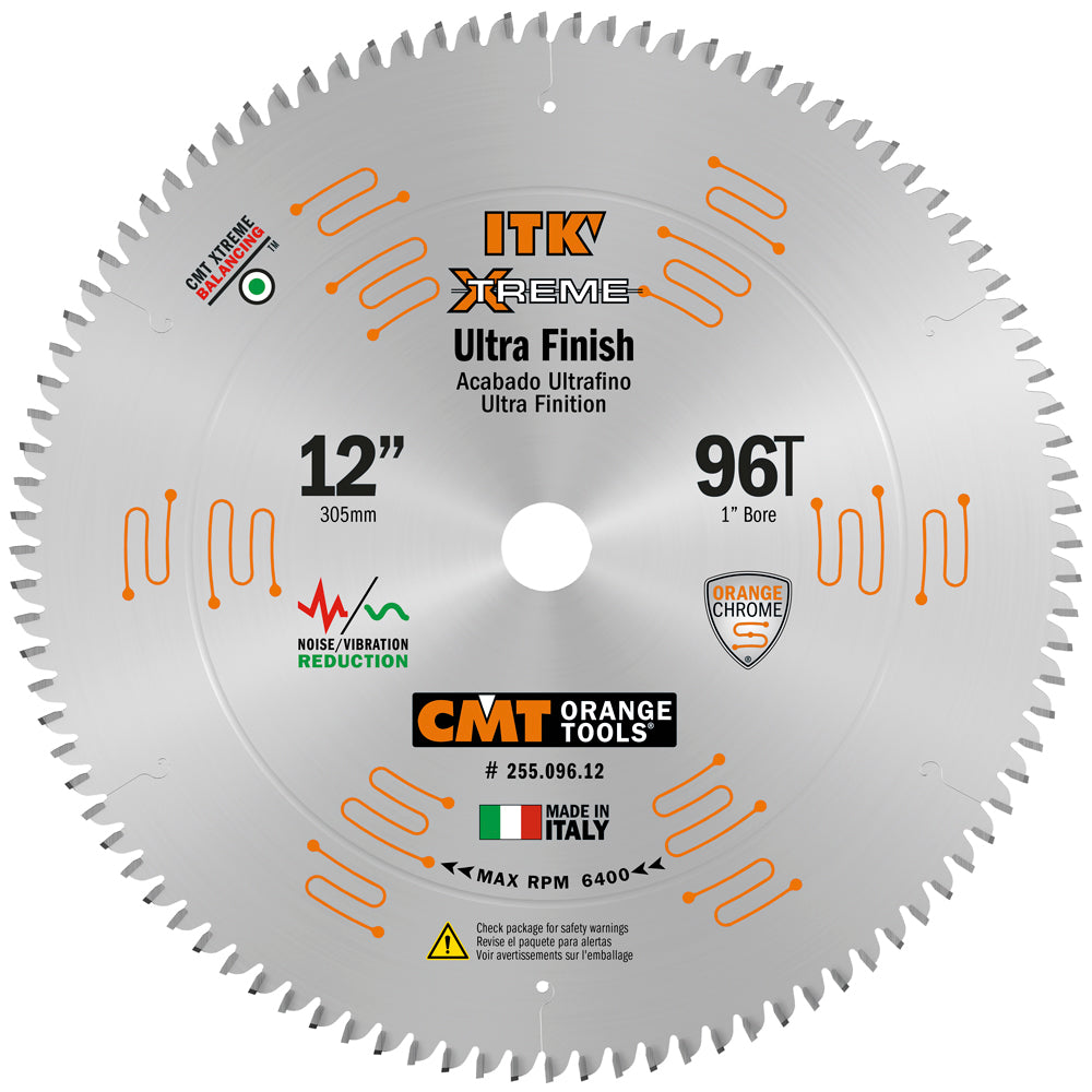 CMT 255.096.12 ITK Ultra Finish Saw Blade 12" x T96 x 1" Hi-ATB