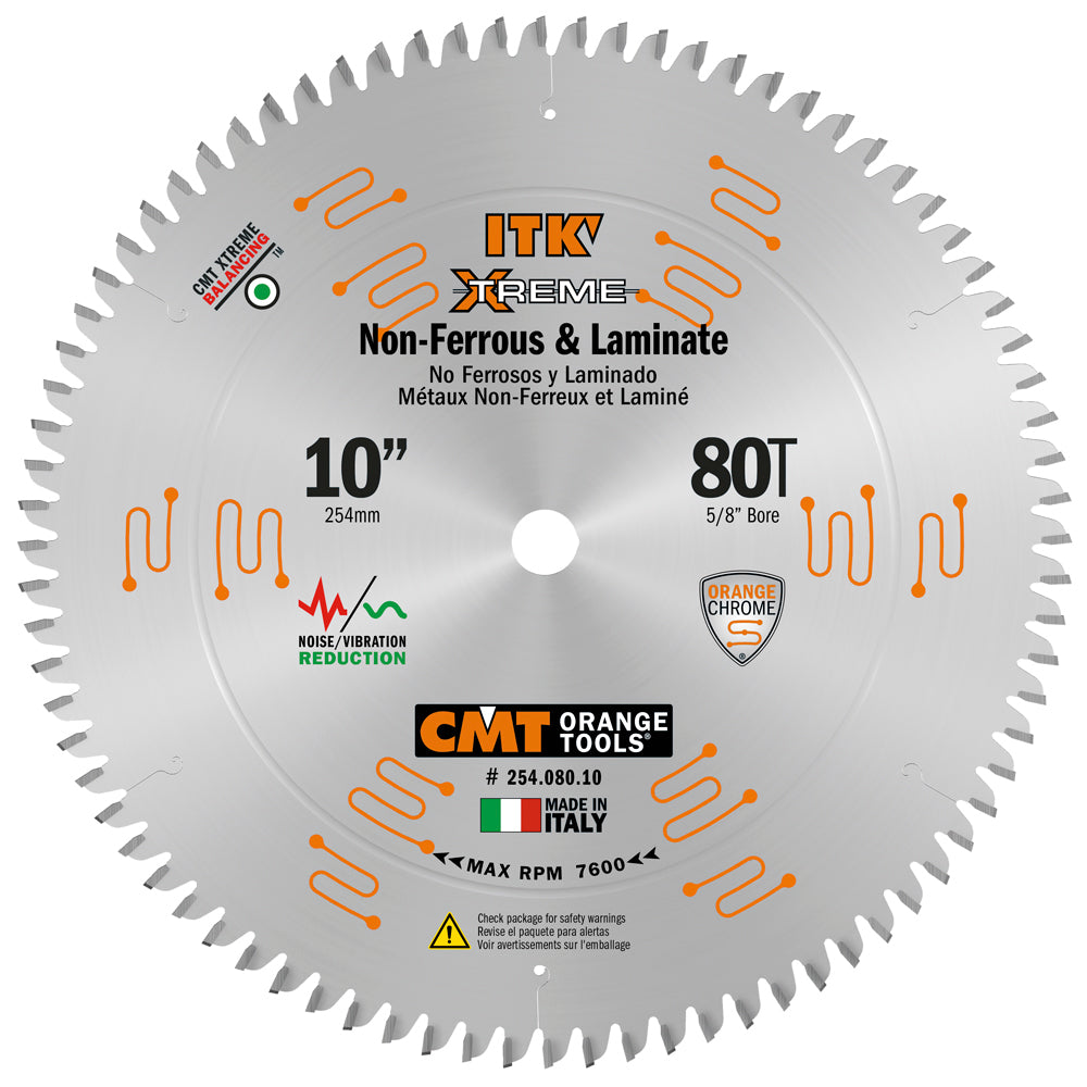 CMT 254.080.10 ITK Non-Ferrous & Laminate Saw Blade 10" x T80 x 5/8"