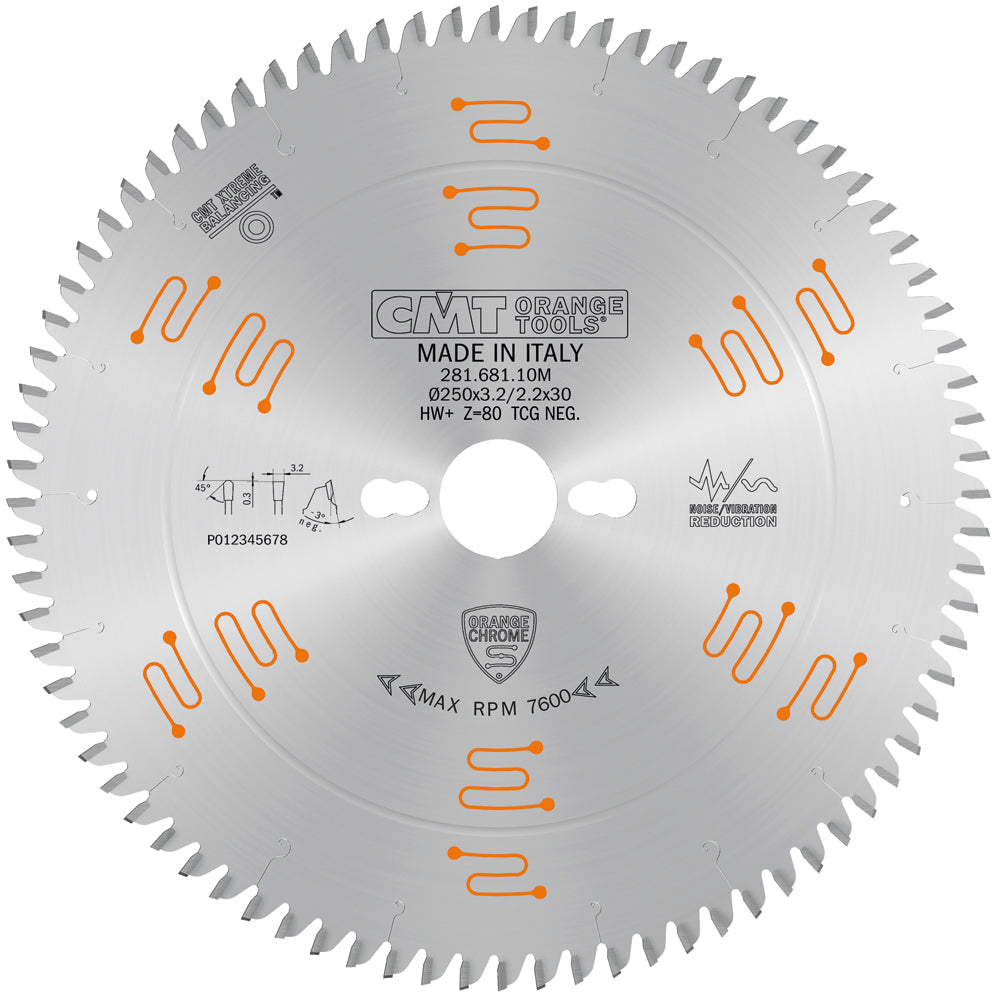 CMT 281.681.10M Double Sided Laminate & Melamine Saw Blade 250x30mm T80 TCG