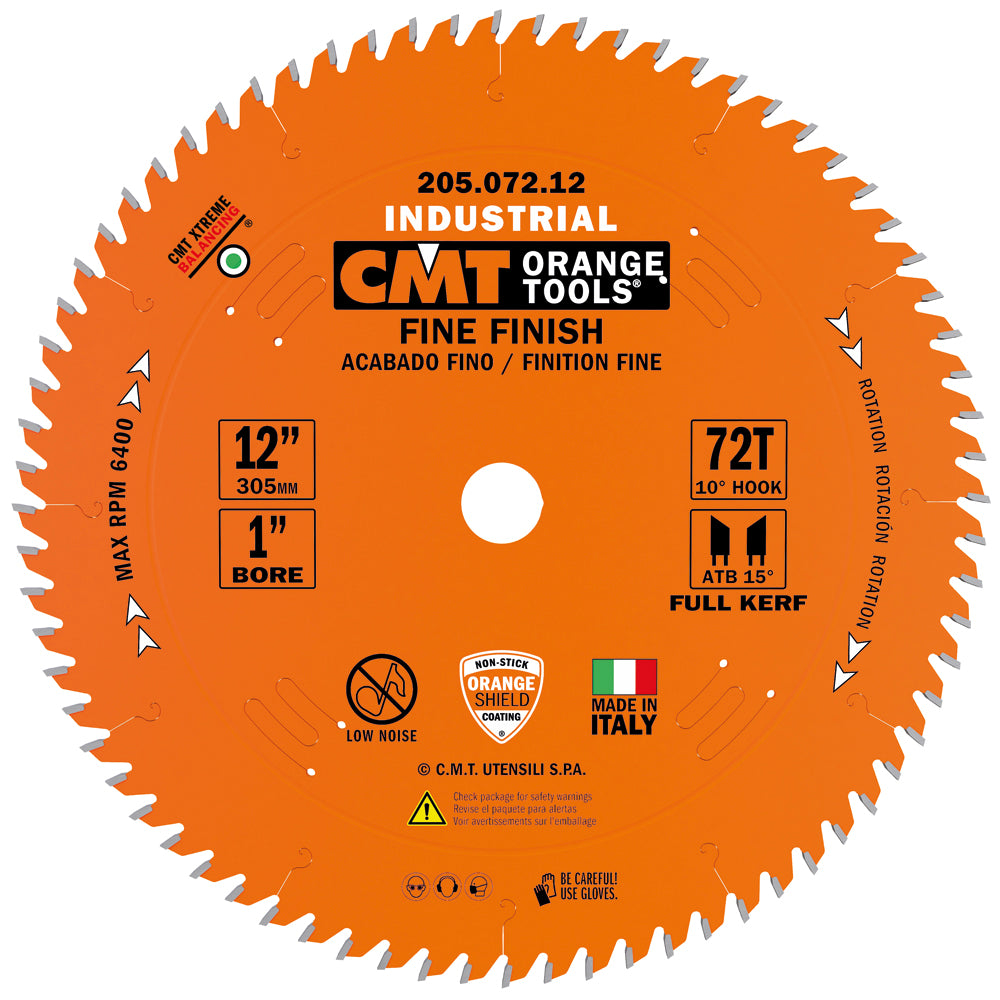 CMT 205.072.12 Fine Finish ATB Saw Blade 12" x 72 Teeth 1" Bore ATB