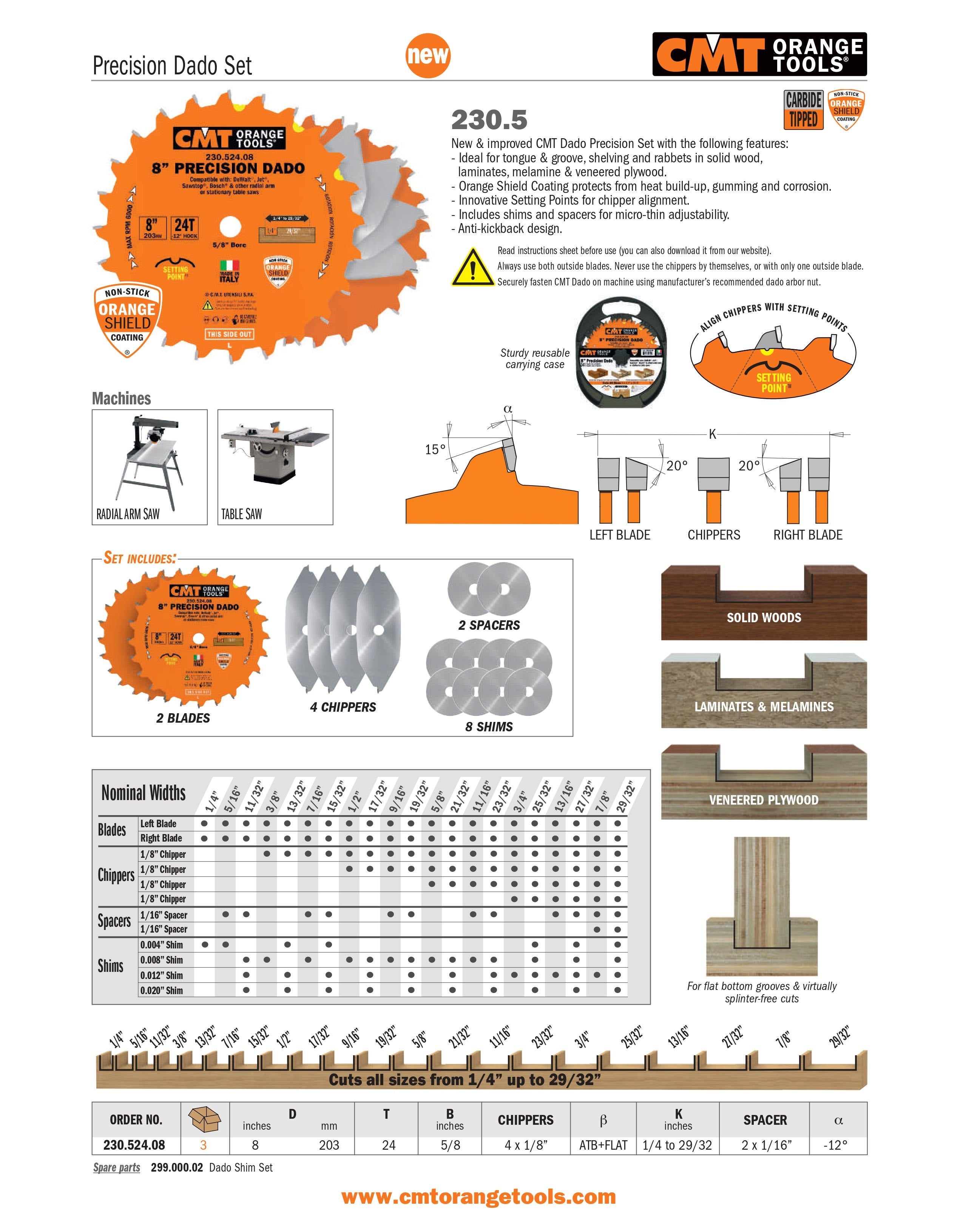CMT Orange Tools Dado Set 230.524.08