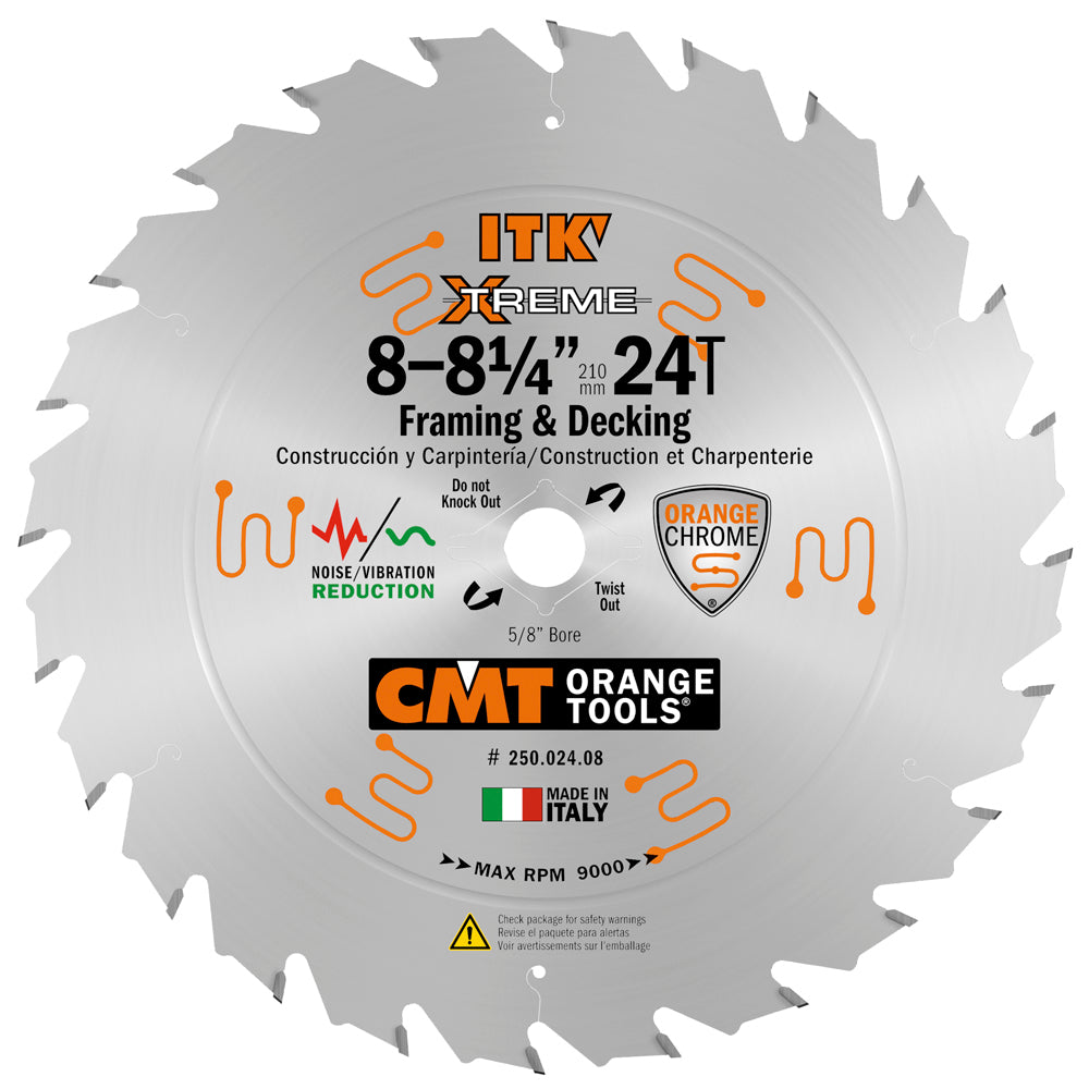 CMT 250.024.08 Framing & Ripping Saw Blade 8-8-1/4" x 5/8" T24 ATB