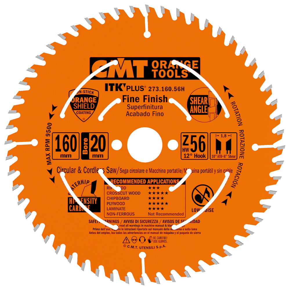 CMT 273.160.56H ITK Plus Ultra Finish Saw Blade 160x20mm T56