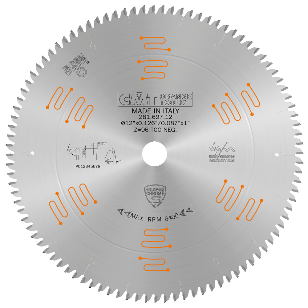 CMT 281.697.12 Double Sided Laminate & Melamine Saw Blade 12" x 1" T96 TCG