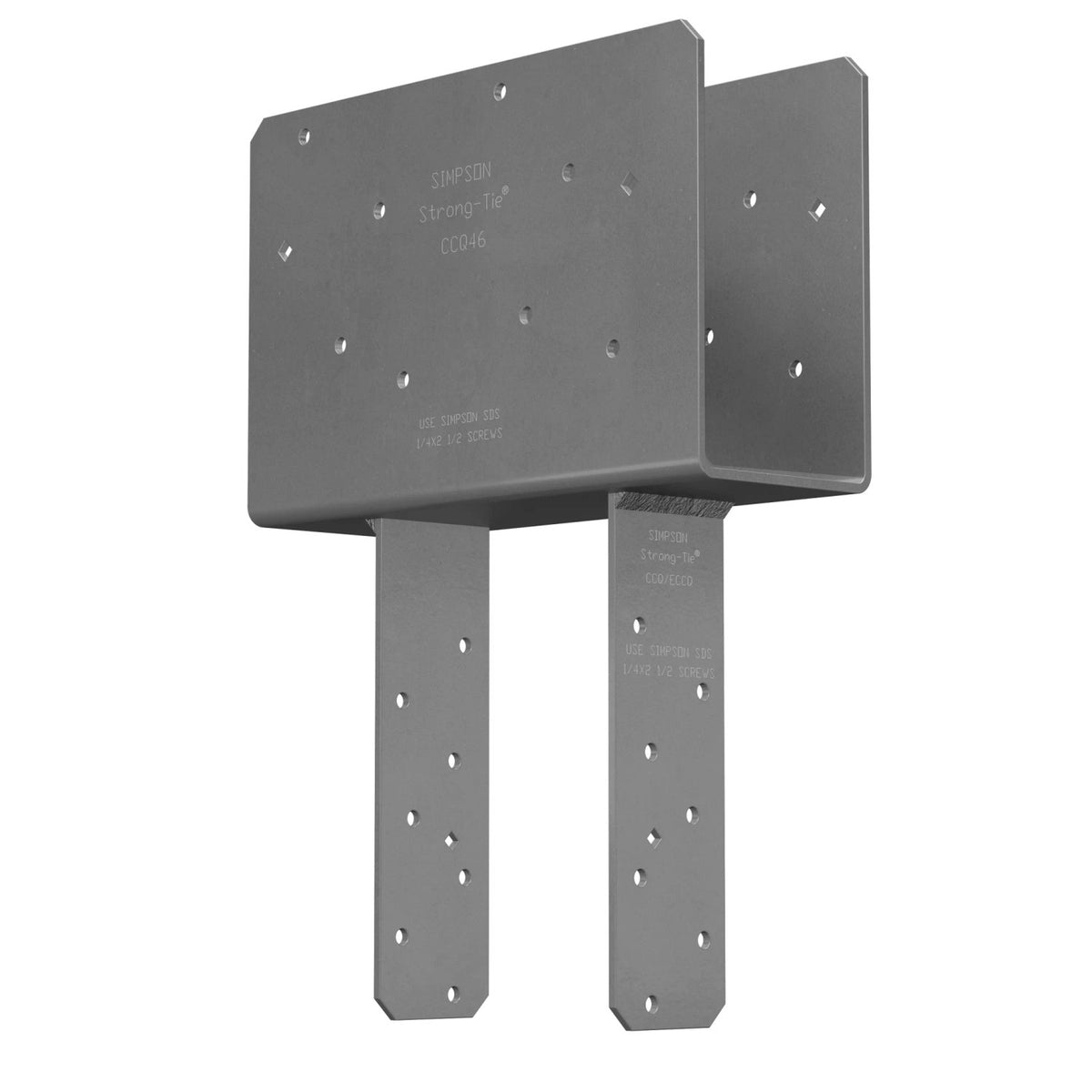 Simpson 4" Beam x 6" Post Column Cap w/SDS Screws, Gray Paint, CCQ46SDS2.5