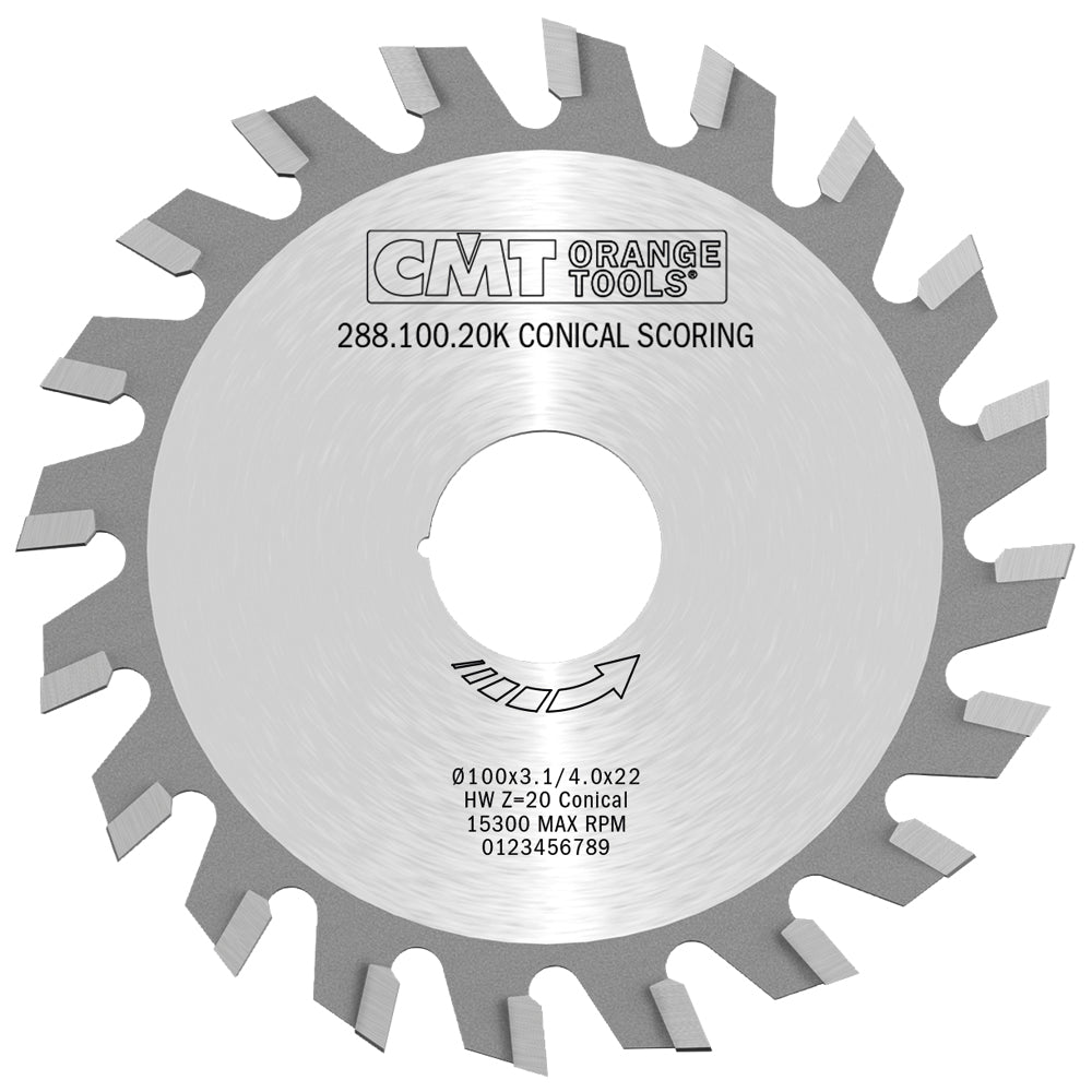 CMT 288.100.20K Industrial Scoring Conical Blade 100 x 22mm T20 CO+ATB