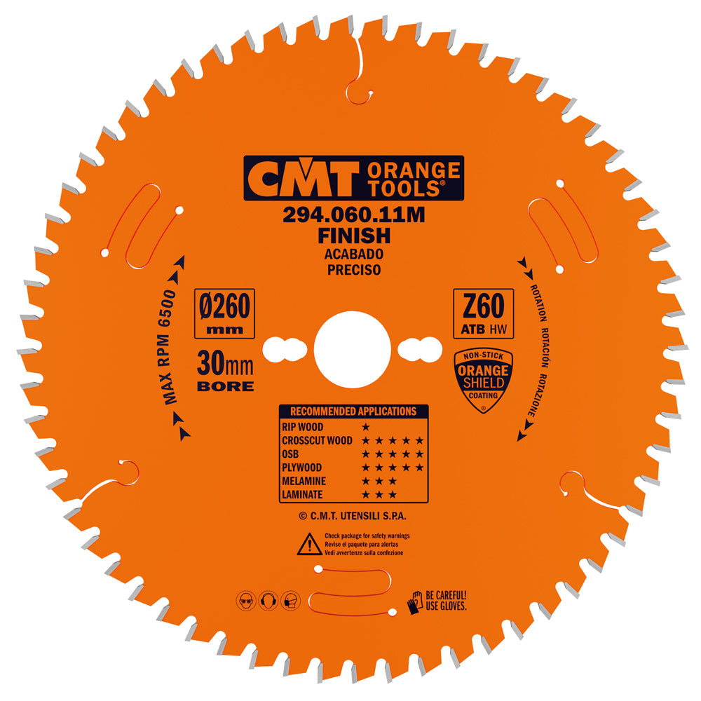 CMT 294.060.11M Fine Cut Saw Blade 260 x 30mm T60 ATB