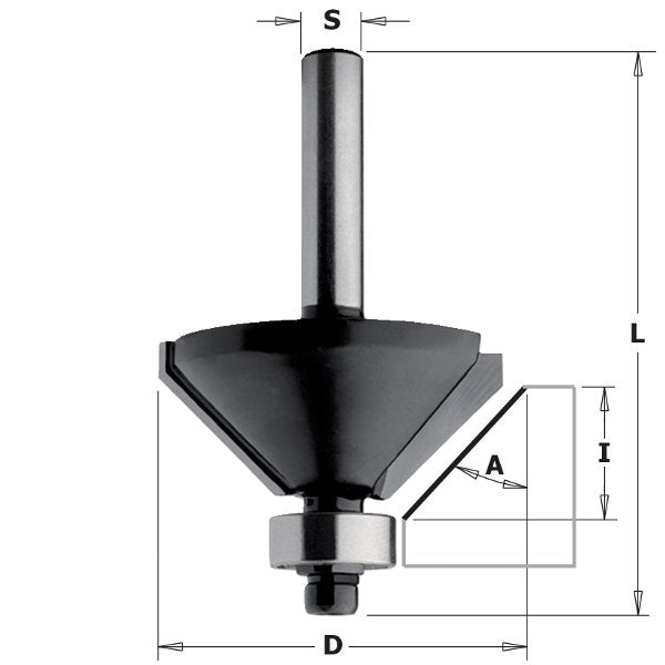 CMT 83605 Contractor Chamfer Bit 1-3/8" x 7/16" A=45° S=1/4"