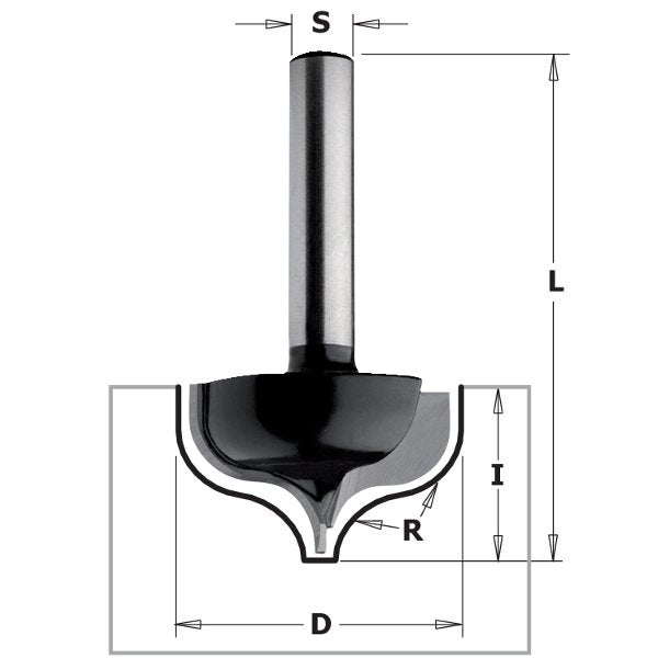 CMT 86508 Contractor Decorative Ogee Bit 1-1/32" x 5/8" R=1/4" S=1/4"
